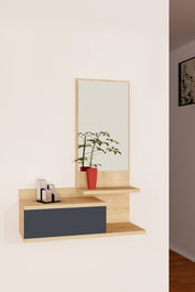 Hanah Home Rozella Recibidor con Espejo en Roble y Antracita